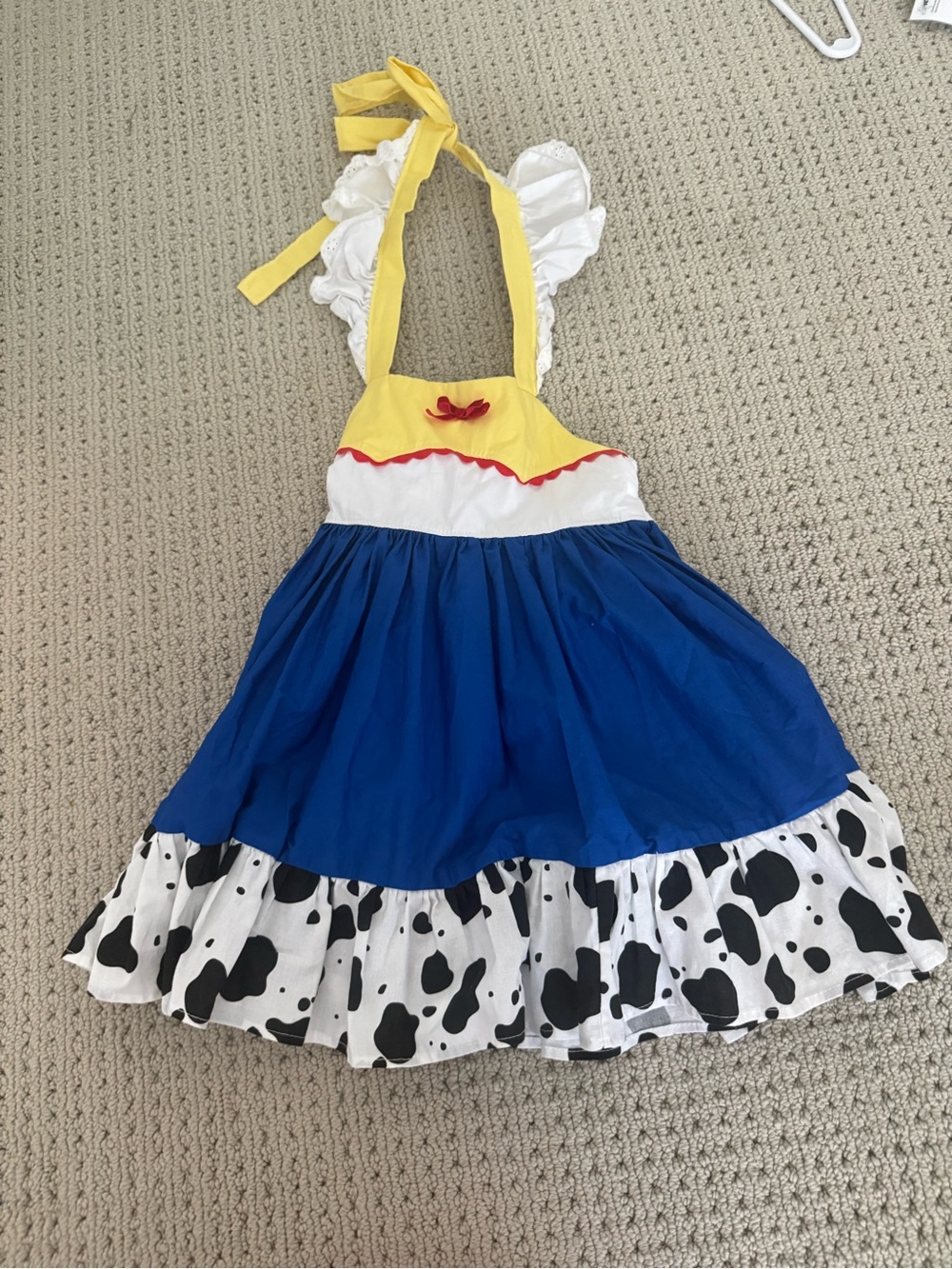 Girls Cowgirl Dress-Up Costume with Blue Skirt and Yellow Bodice
